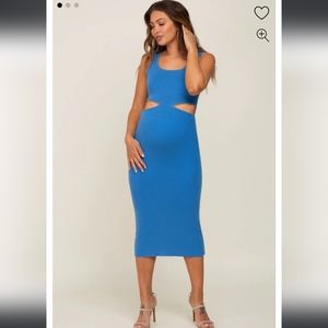 PinkBlush Maternity MABLE blue sleeveless side cutout midi dress size small